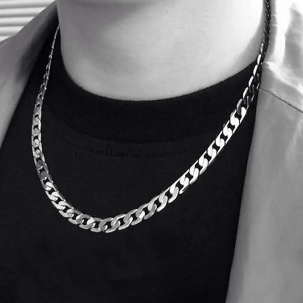 Unisex Silver Thin Chain Necklace - Picture 3 of 5